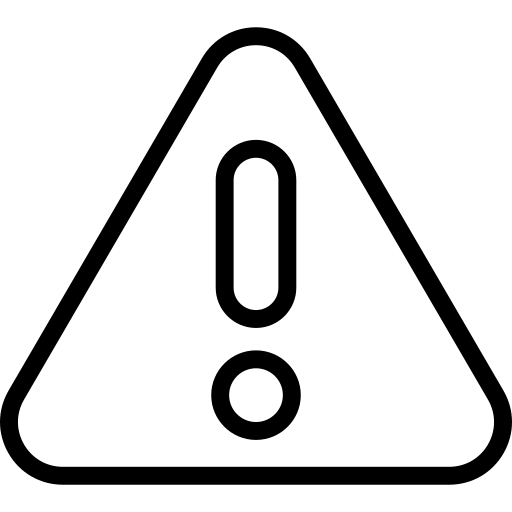 Black warning symbol on a white background